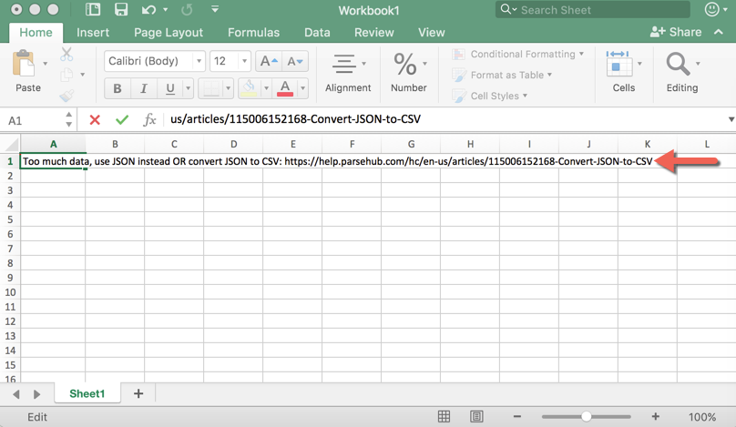 json to csv in excel